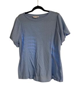 Lauren Conrad Light Blue Textured Short Sleeve Blouse